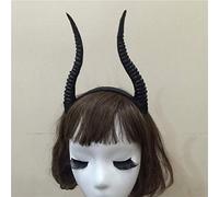 OEBUAFI Fascia per Capelli in Corno di Antilope Accessorio per Capelli Gotico Resina Plastica Nera 19 Cm con Fascia Elastica Larga per Halloween Cosplay Festa del Giorno dei Morti (BLACK)