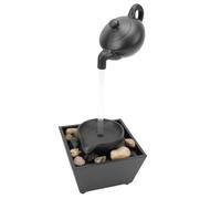 OEBUAFI Fontana a Teiera Fluttuante, Cascata da Tavolo per Interni | Con Luci LED e Pietre, Flusso D'acqua Circolante, Struttura in Plastica e Ciottoli, per Soggiorno Camera da Letto Studio