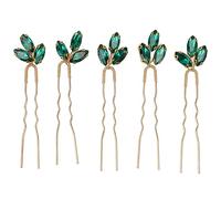 OEBUAFI Forcina per Capelli con Verdi, Stile Vintage, Realizzata a Mano, Gioielli per Capelli da Sposa, per Feste di Ballo di Fine Anno, 5 Pezzi con Scintillanti