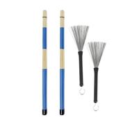 OEBUAFI Kit Spazzole per Tamburo Set di Spazzole per Tamburo Lisce e Durevoli con Asta in Bundle Borsa Portatile in bambù in Acciaio Inossidabile Metallico Strumento per la Pulizia del per Accessori