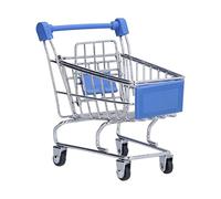 OEBUAFI Mini Carretto del Supermercato, Piccolo Carrello della Spesa Ornamenti per Carretti in Ferro Blu per Organizzare Frutta, Fiori, Cosmetici, Penne