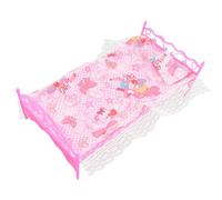 OEBUAFI Mini Letto in Plastica con Cuscino e Lenzuolo per Casa delle Bambole, Mini Letto per Casa delle Bambole con Simpatico Motivo Floreale per Bambini per Mobili da Camera da