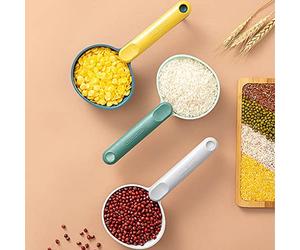 OEBUAFI Misurini da Ad Alta capacità per Cucinare e Servire Farina di Chicchi di Riso, Design Ergonomico, Materiale ABS Resistente, 1 Pezzo (Bianco grigio)