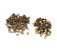 OEBUAFI Rivetti a Doppio Cappuccio per Artigianato in Pelle, 100 Set Colori Assortiti Rivetti in Metallo Elementi di Fissaggio per Borse, Scarpe, Cappelli, Progetti Artigianali (Bronzo)
