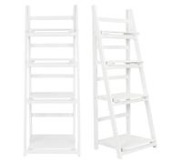 OEBUAFI Scaffale per Fiori con Scaffale a Scala a 4 Livelli con Strato Divisorio per Espositore per Libreria Domestica, Ripiano Pieghevole per Camera da Letto (WHITE)