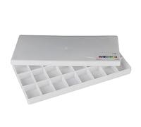 OEBUAFI Scatola per Colori in Plastica, Tavolozza a Guazzo Bianca a Griglia Multipla con Coperchio Sigillato, capacità di Griglia Profonda per Artisti, Scatola Portaoggetti (rigida da 24