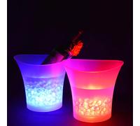 OEBUAFI Secchiello per Vino LED con Colore, Portatile (BLUE) | Grande formato da 5 litri, ampiamente utilizzato per feste, materiale plastico resistente, facile da sollevare