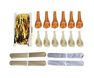 OEBUAFI Set di Palloncini con Paillettes Decorazioni Eleganti per Feste di Capodanno, Compleanni e Matrimoni, Oro e Argento, 19 Pezzi