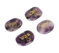 OEBUAFI Set di Pietre Runiche con Simboli di Terra, Aria, Fuoco, Acqua, Completamente Lucidate per Meditazione e Rituali, Confezione da 4 Pietre Reiki Ideali per Alleviare L'ansia e Creare (Viola)