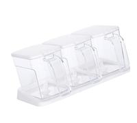 OEBUAFI Set di Scatole per Condimenti di Grande capacità in Plastica Trasparente con Cucchiai per L'organizzazione della (bianco elegante)