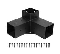 OEBUAFI Staffa per Gazebo Zincata e Verniciata a Polvere Nera per Impieghi Gravosi, Ferramenta per Gazebo Completamente Saldata per Terrazze in Legno per Esterni, 2 Staffe Angolari Ad (3 vie)