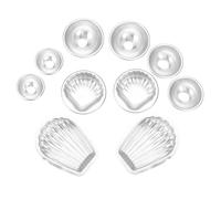 OEBUAFI Stampi per Bombe da Bagno in Alluminio, Set di 9 Stampi per Sapone in Metallo con Forme di Conchiglie di Stelle Marine Circolari, Lega Alimentare per Bombe da Bagno Fai da Te e (e blu scuro)