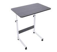 OEBUAFI Tavolino Servitore con Altezza Regolabile e Ruote per Uso Domestico Ospedaliero Comodino Tavolo per Laptop con Ruote Tavolino a Forma di C Costruzione in Legno e Ferro di Alta (BLACK)