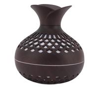 OEBUAFI Umidificatore Aromatico da 2,5 W 300 Ml Alimentato Tramite USB Funzionamento Silenzioso Diffusore di Profumo a Forma di Vaso di Fiori con Design a Venature del Legno per la (Marrone scuro)