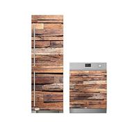 Oedim Set di vinile per frigorifero + vinile per lavastoviglie e listelli in legno | 70 x 185 cm + 65 x 75 cm | adesivo resistente ed economico | adesivo decorativo dal design elegante