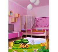 Oedim Tappeto per Bambini Animali Selvatici in PVC 95 cm x 95 cm - Tappetino per Bambini in PVC - Pavimento vinilico per Bambini - Animali Giungla