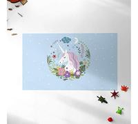 Oedim Tappeto per bambini con unicorno, sfondo blu per camere in PVC, 95 x 133 cm, moquette PVC, pavimento vinilico, decorazione per la casa, pavimento sintetico, pavimento di protezione per bambini