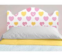 Oedim - Testiera per Bambini in PVC con Stampa Digitale Cuori Rosa e Gialli, 100 x 60 cm, Disponibile in Varie Misure, Leggera, Elegante, Robusta ed Economica