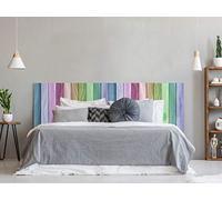 Oedim - Testiera per letto, motivo: legno, di colore dell’arcobaleno,ad assi verticali 200 x 60 cm