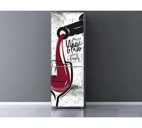 Oedim Vinile Frigorifero Bicchiere con Vino, Vinile Premium, 185 x 60 cm, Adesivo di facile applicazione, decorazione per cucina, adesivo frigorifero