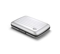 ÖGON Smart Wallets - Portafoglio Stockholm V2 in alluminio - Chiusura in metallo - Porta carte a prova di RFID - Capacità fino a 10 carte e biglietti - Argento