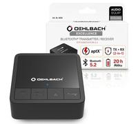 Oehlbach BTR Innovation 5.2 - Trasmettitore e ricevitore Bluetooth (trasmettitore/ricevitore) in qualità aptX, display OLED, durata della batteria 20 ore, portata 10 m, colore: Nero