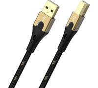 Oehlbach Primus - Cavo USB tipo B 2.0, ad alta velocità, 480 Mb/s, connettore in metallo HPOCC a 3 strati, per stampante, scanner, amplificatore audio, 0,5m colore: Nero/Oro