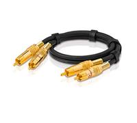 OEHLBACH NF 1 Master Cavo Cinch stereo, 2x Cinch, Nero, 1 m | Serie Performance, connettori full metal, schermato, cavo Cinch stereo analogico, ideale per impianti hi-fi