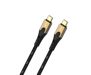 Oehlbach Primus Cavo USB tipo C a tipo C - State of The Art - Super Speed 10 Gbps 40 W Fast Charge veloce ad alta flessibilità HPOCC 3 schermature 4K 60 Hz - Colore nero/oro - 1 metro