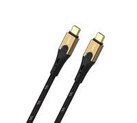 OEHLBACH Primus USB-Kabel Typ C zu Typ C - State of The Art - Super Speed 10 Gbit/s 40W Fast Charge Schnellladung hochflexibel HPOCC 3 Fach Schirmung 4K 60Hz - Farbe Schwarz/Gold - 1 Meter