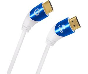 OEHLBACH Shape Magic - Cavo HDMI 2.1 ad altissima velocità 40-8K, certificato da 48 Gbps (spina ad angolo di 40 gradi, schermatura a 3 vie, connettore OFC in rame completamente metallico), bianco, 1 m
