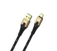 OEHLBACH USB Primus AC - USB Typ A auf Typ C Kabel - 10 Gbps Datenrate, hochwertiger Gewebemantel, HPOCC Innenleiter, bis zu 60 Watt Ladeleistung, schwarz/gold - 50 cm