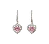 OEIOTEI Orecchini a cerchio con strass scintillanti, da donna, a forma di cuore, per donne, ragazze, graziosi orecchini a cuore, con zirconi, per donne, ragazze, piccoli orecchini ipoallergenici, Lega
