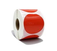 OEka Etichette termiche dirette rotonde da 5 cm, etichette vuote per spedizioni, etichette per indirizzi, 500 pezzi/rotolo, compatibili con stampanti desktop Rollo e Zebra (1 rotolo, rosso)