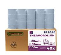 ÖKO rotoli di carta termica 80 mm x 80 m x 12 mm, rotoli di carta termica senza fenolo (40 rotoli)