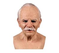 Oellinx Halloween Realistico Vecchio Uomo Maschera Rughe Full Head Mask Vecchia Maschera Costume Maschera Halloween Party Props (B)