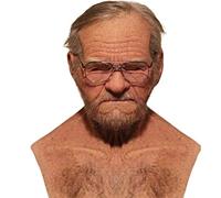 Oellinx Halloween Realistico Vecchio Uomo Maschera Rughe Full Head Mask Vecchia Maschera Costume Maschera Halloween Party Props (E)