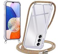 Oelrstfe Cover con Cordino per Samsung Galaxy A14 5G, Trasparente Silicone Custodia con Regolabile Collana Laccio Tracolla, Antigraffio Proteggere Case Corda per Samsung A14 5G, Giallo
