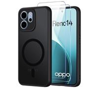 Oelrstfe Cover Opaca Magnetica per OPPO Reno 14 5G 6.59" con 2 Pezzi Vetro Temperato, Custodia Sottile Anti-impronte [Antiurto Grado Militare], Custodie Traslucida Compatibile con MagSafe, Nero