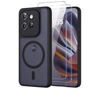 Oelrstfe per Motorola Edge 50 Neo/Motorola S50 Cover Compatibile con MagSafe con 2 Pezzi Vetro Temperato,Custodia Magnetica Traslucida Opaca,[Antiurto Grado Militare] Custodie Posteriore Glassata,Nero