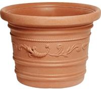 OEM SYSTEMS Vaso rotondo smerlato in resina colore terracotta 80 cm a doppio bordo leggero