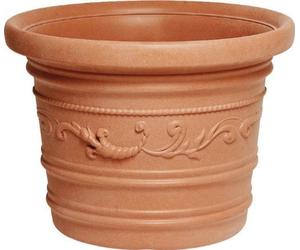 OEM SYSTEMS Vaso Tondo Festonato Ø 50Cm in Resina Colore Terracotta Doppio Bordo
