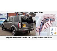 OEMM Set di 4 deflettori d'aria compatibili con Land Rover Discovery 3 & 4 L319 SUV 2004 a 2016 modelli in vetro acrilico visiere laterali deflettori finestra