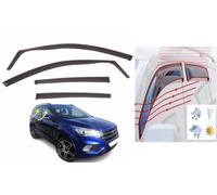 OEMM Set di 4 deflettori d'aria tipo IN-CHANNEL compatibile con Ford Kuga MK2 5 porte SUV 2013 2014 2015 2016 2017 2018 2019 2020 vetro acrilico lato deflettori finestra