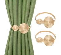 Oemmn, 2 fermatenda per tende regolabili, con piume di lega, per decorare la casa, il caffè, l'ufficio (disco dorato)