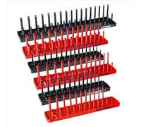 OEMTOOLS 22234 Set di 6 vassoi per chiavi a bussola SAE e metriche (rosso e nero), SAE e metriche, vassoio organizer per cassetta degli attrezzi