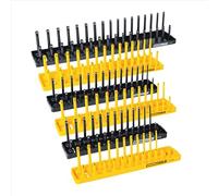 OEMTOOLS 22238 - Set di 6 vassoi per chiavi a bussola SAE e metriche, per chiavi a bussola da 1/4", 3/8" e 1/2", porta chiavi a bussola e vassoio organizer per cassetta degli attrezzi, nero e giallo