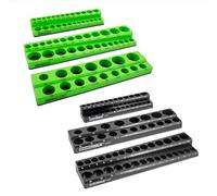 OEMTOOLS 22488 Set di 6 vassoi magnetici per bussole metriche e SAE, nero e verde, organizer per prese da 1/4, 3/8, 1/2 pollici, set di vassoi organizer per prese