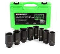 OEMTOOLS 37320 8 pezzi 1/2 pollici Drive Axle Nut Socket Set 6 Point Metric Set, 29 mm, 30 mm, 32 mm, 34 mm, 35 mm, 36 mm, 38 mm e 39 mm Hex Socket con custodia