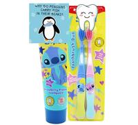 Oerich Gift - Set per la cura dentale dei bambini, con dentifricio aromatizzato alla fragola e spazzolino da denti con personaggi dei cartoni animati, con setole super morbide